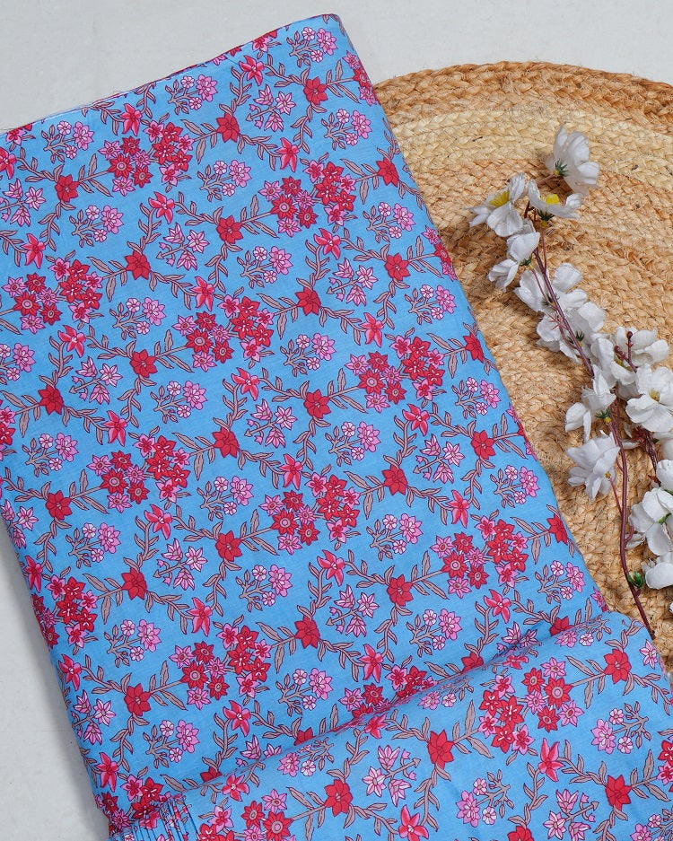 Jaipuri Sanganeri Floral Printed Fabric