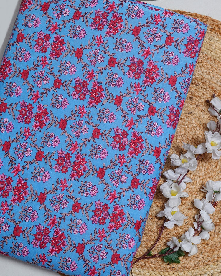 Jaipuri Sanganeri Floral Printed Fabric