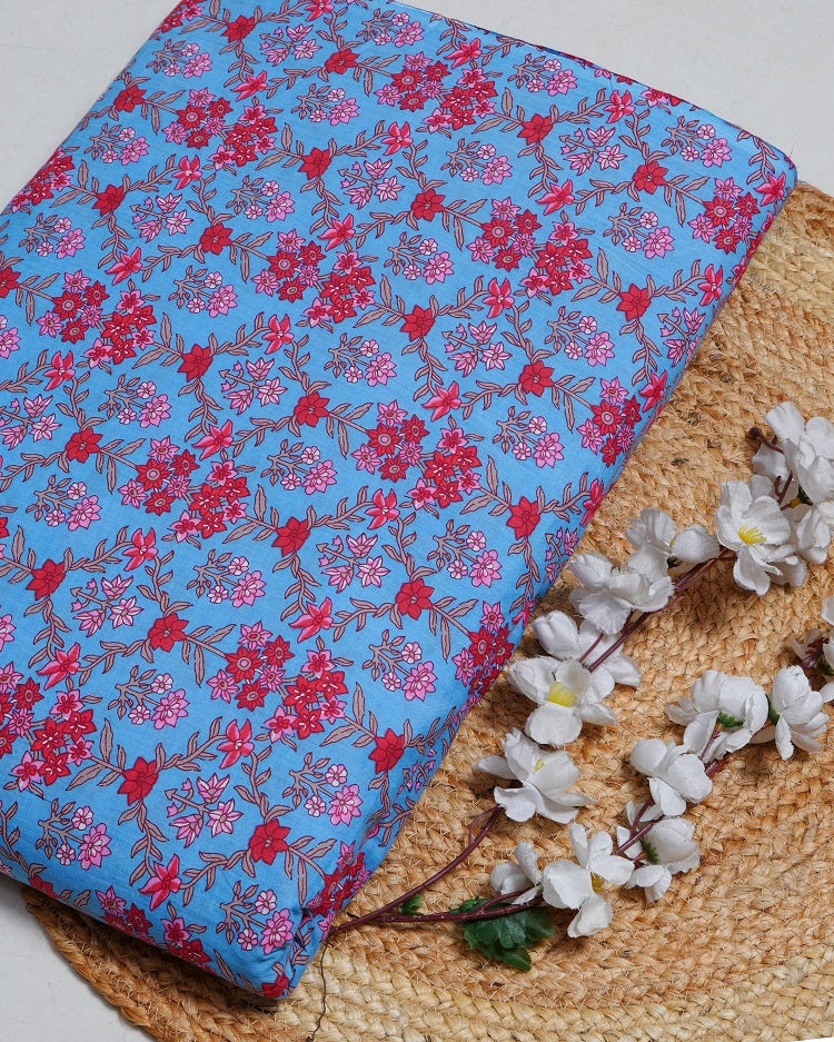 Jaipuri Sanganeri Floral Printed Fabric