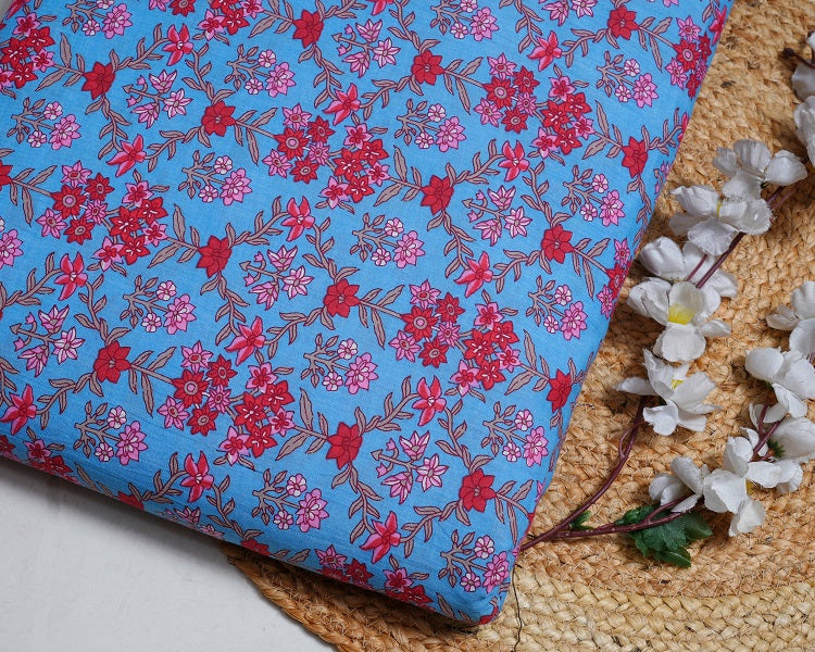 Jaipuri Sanganeri Floral Printed Fabric