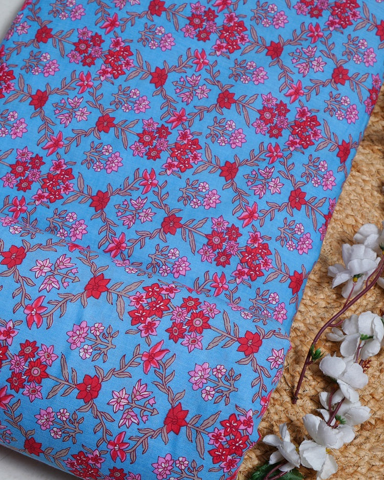 Jaipuri Sanganeri Floral Printed Fabric