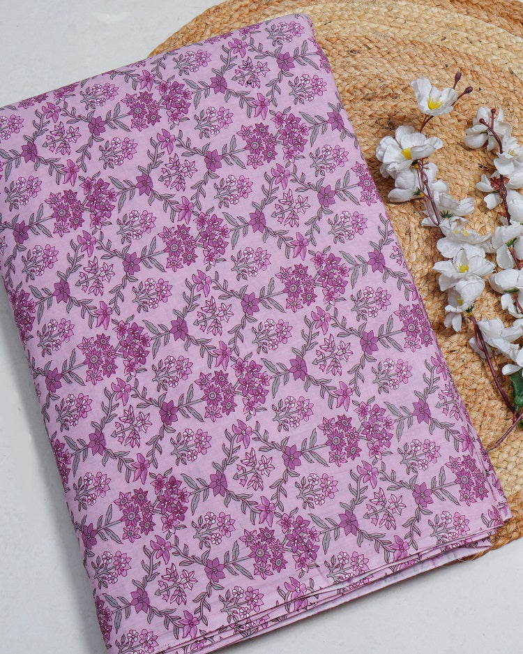 Jaipuri Sanganeri Baby Pink Printed Fabric