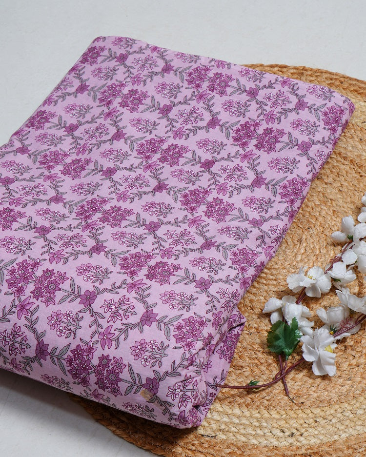 Jaipuri Sanganeri Baby Pink Printed Fabric