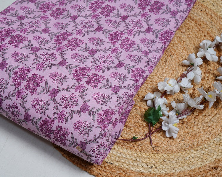 Jaipuri Sanganeri Baby Pink Printed Fabric